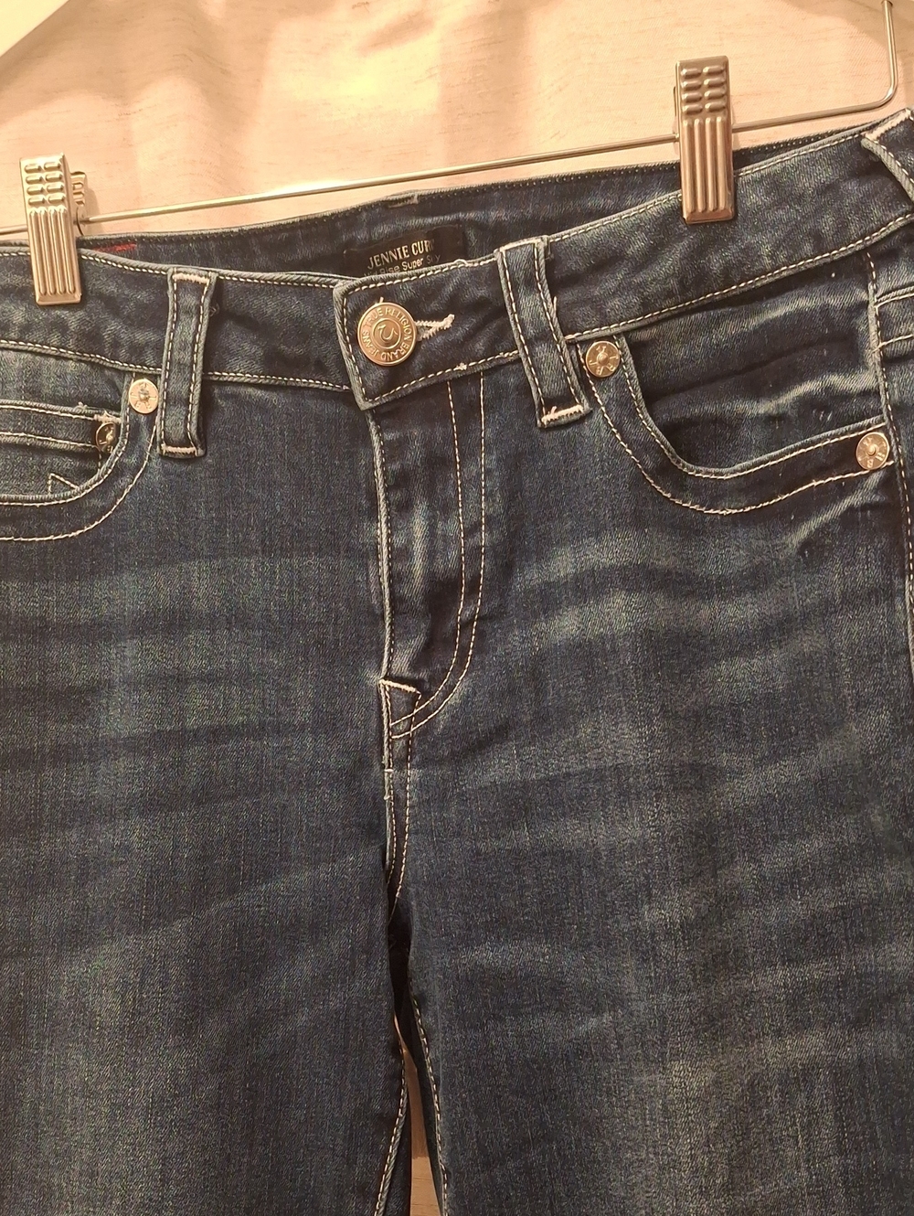 True Religion High Rise Indigo Jeans with Contrast Stitching